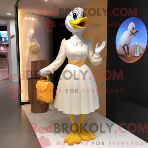 Cream Swan maskotdraktfigur...