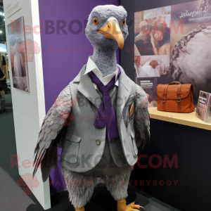 Lavender Guinea Fowl mascot costume character dressed with a Vest and Ties