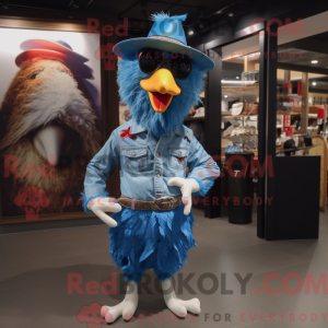 Sky Blue Rooster mascotte...