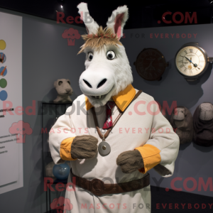 Crème ezel mascotte kostuum...