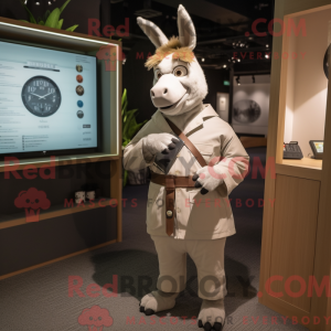 Crème ezel mascotte kostuum...