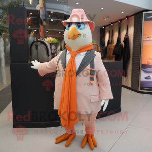 Peach Dove mascot costume character dressed with a Blazer and Scarf clips