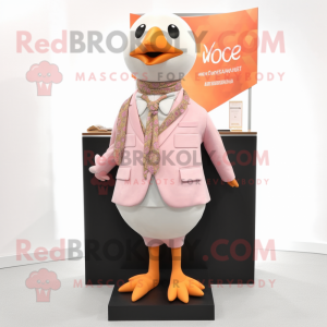 Peach Dove mascot costume character dressed with a Blazer and Scarf clips