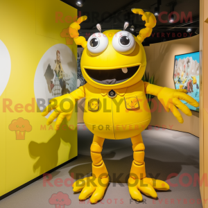Gul krabbemaskotdraktfigur...