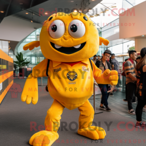 Geel krab-mascottekostuum...