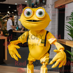 Gul krabbemaskotdraktfigur...