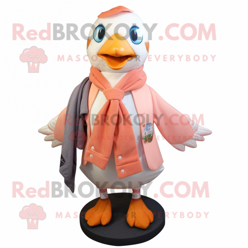 Peach Dove mascot costume character dressed with a Blazer and Scarf clips