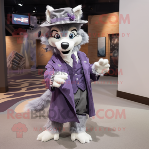 Lavendel Wolf maskot kostym...