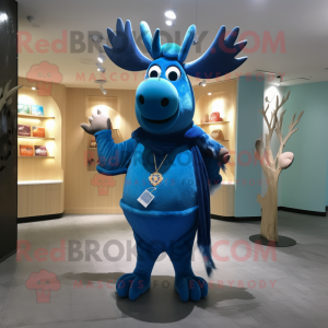 Blue Elk mascot costume character dressed with a Trousers and Coin purses