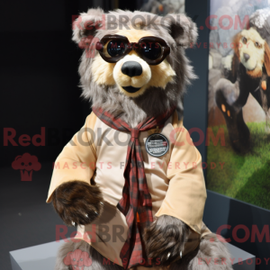 Tan Spectacled Bear mascot...