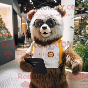 Tan Spectacled Bear mascot...