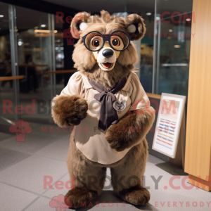 Tan Spectacled Bear mascot...