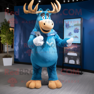Blue Elk mascot costume character dressed with a Trousers and Coin purses