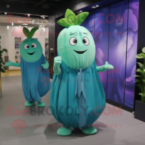 Cyan Beet mascot costume character dressed with a Evening Gown and Belts