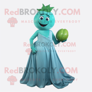 Cyan Beet mascot costume character dressed with a Evening Gown and Belts
