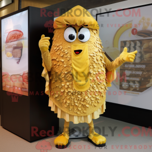 Gold Paella mascot costume...