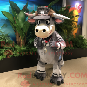 Grå Jersey Cow maskot...