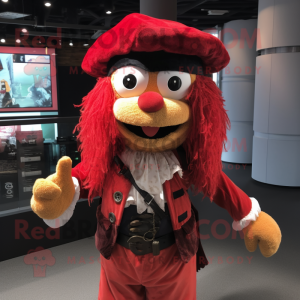 Rød Pirate maskot drakt...