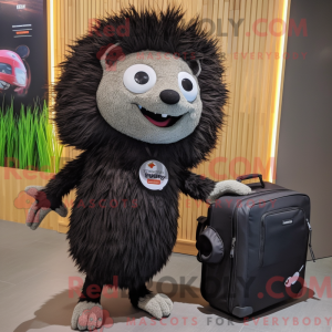 Svart Porcupine maskot...