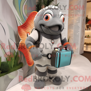 Gray Clown Fish mascot...