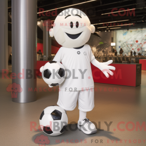 Wit voetbal mascottekostuum...