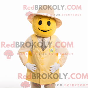 Beige citron maskot kostume...