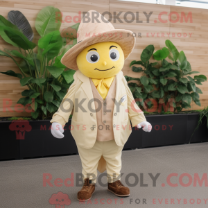 Beige Lemon mascot costume...