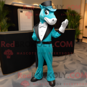 Fantasia de mascote Teal Mare com smoking e luvas - Mascotes Mare - REBROKO_321952 - RedBrokoly.com