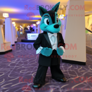 Fantasia de mascote Teal Mare com smoking e luvas - Mascotes Mare - REBROKO_321954 - RedBrokoly.com
