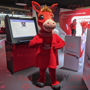 Red Donkey maskot kostume...