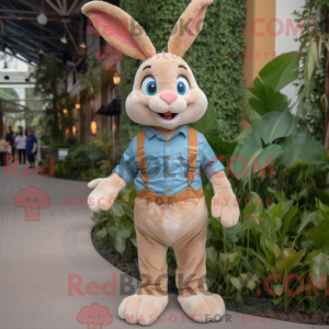 Tan Rabbit maskot kostume...