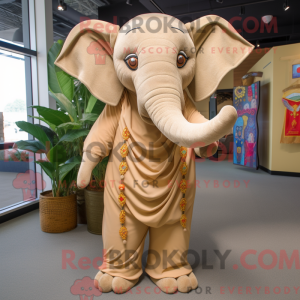 Tan Elephant maskot kostyme...