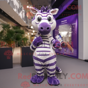 Lavendel Zebra maskot drakt...