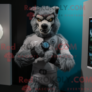 Grå varulv maskot kostume...