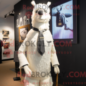 Vit llamamaskotdräkt med blazer och slipsar - Lamamaskotar - REBROKO_322176 - RedBrokoly.com