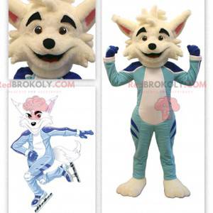 Beige fox mascot in skater outfit - Redbrokoly.com