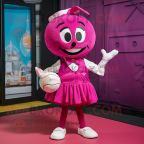 Magenta Handball Ball mascot costume character dressed with a Dress Shirt and Bow ties