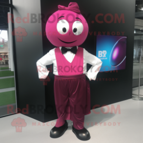 Magenta Handball Ball mascot costume character dressed with a Dress Shirt and Bow ties