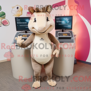 Beige Armadillo maskot...