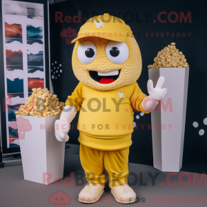 Gul Pop Corn maskot kostume...