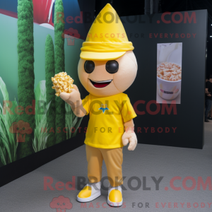 Gul Pop Corn maskot kostume...
