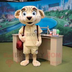 Tan Soccer Goal mascot costume character dressed with a Cargo Shorts and Wallets