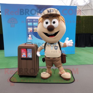 Tan Soccer Goal mascot costume character dressed with a Cargo Shorts and Wallets