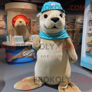 Beige Sea Lion mascot...
