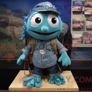 Teal Cod maskot kostume...