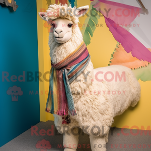 Cream Lama maskot drakt...