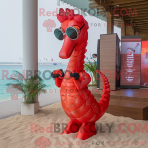 Rode Zeepaardje mascotte...