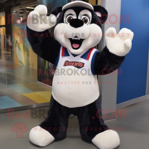 White Spectacled Bear mascot costume character dressed with a Bootcut Jeans and Foot pads