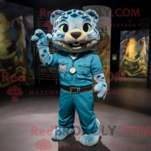 Máscara de jaguar ciano com...