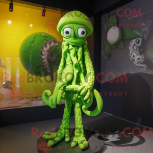 Limegrøn Medusa maskot...